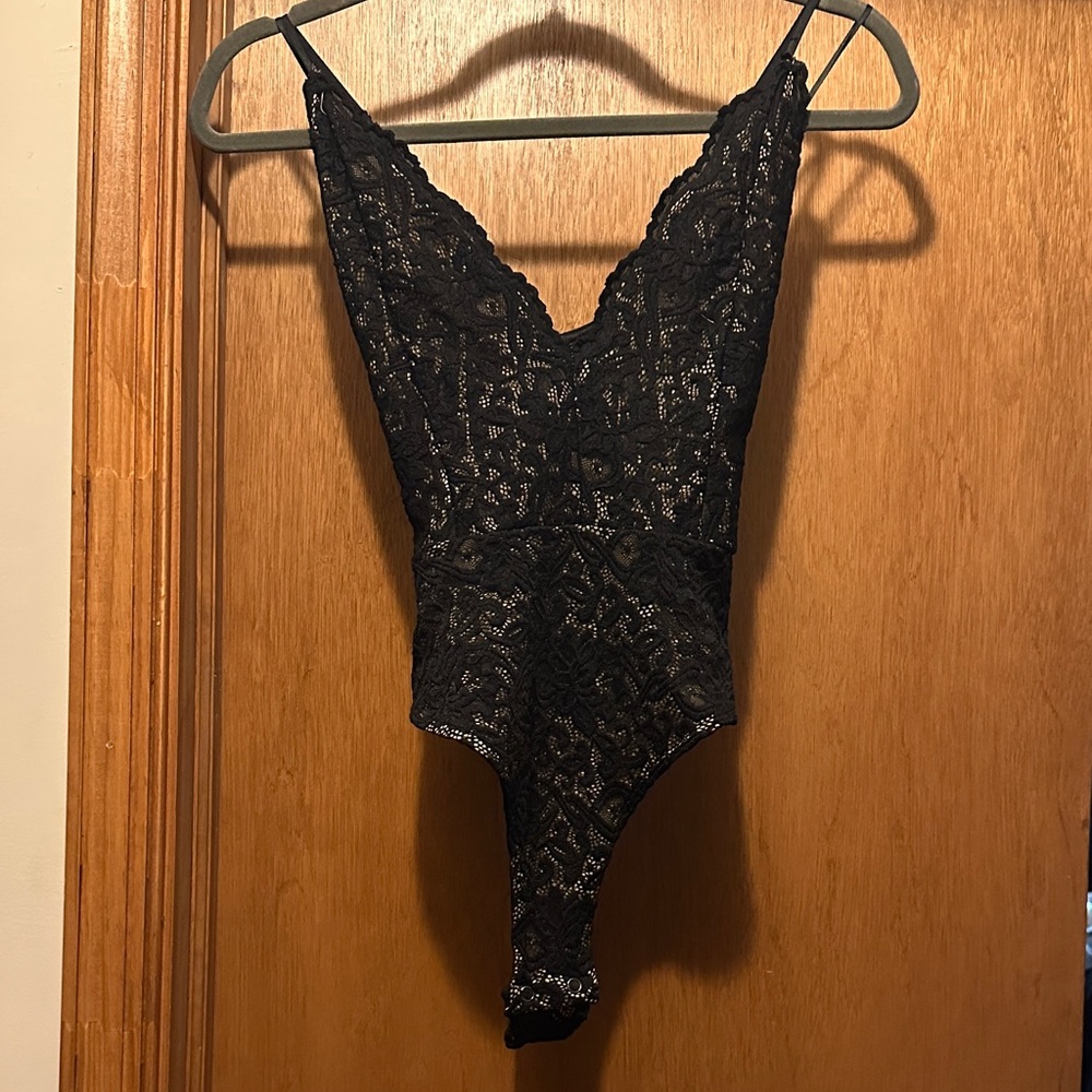Black Lace V-Neck Bodysuit